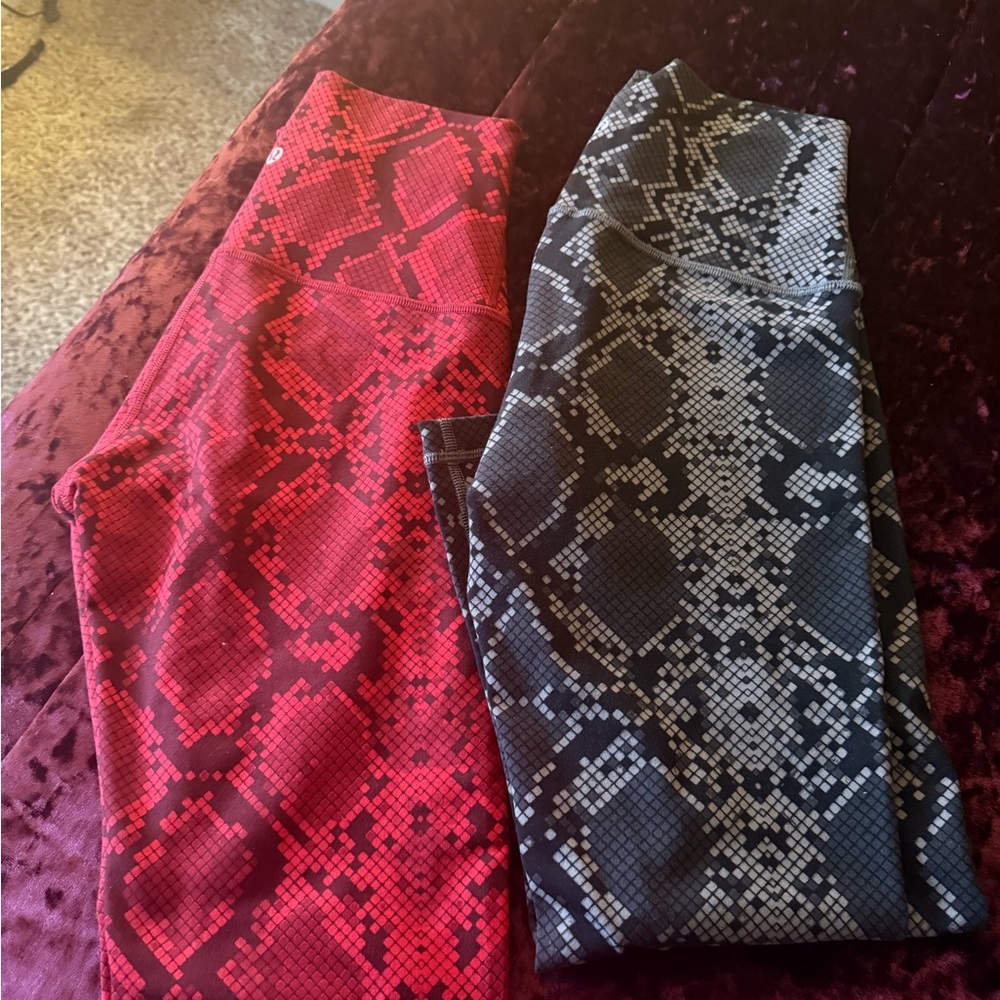 lululemon athletica Red and Black Snake Print Leggings